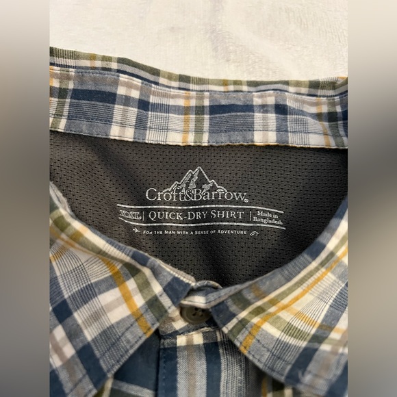 Mens XXL Croft & Barrow Quick Dry Blue Plaid Button Down Shirt - Picture 2 of 6